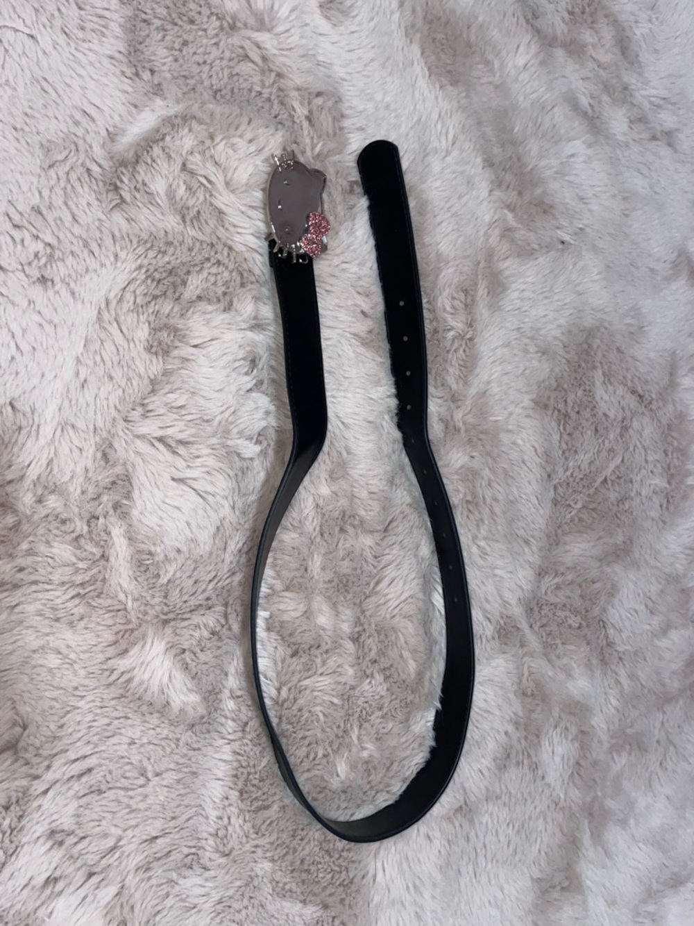Hello Kitty Black Faux Leather Belt with Pink Bow Buckle